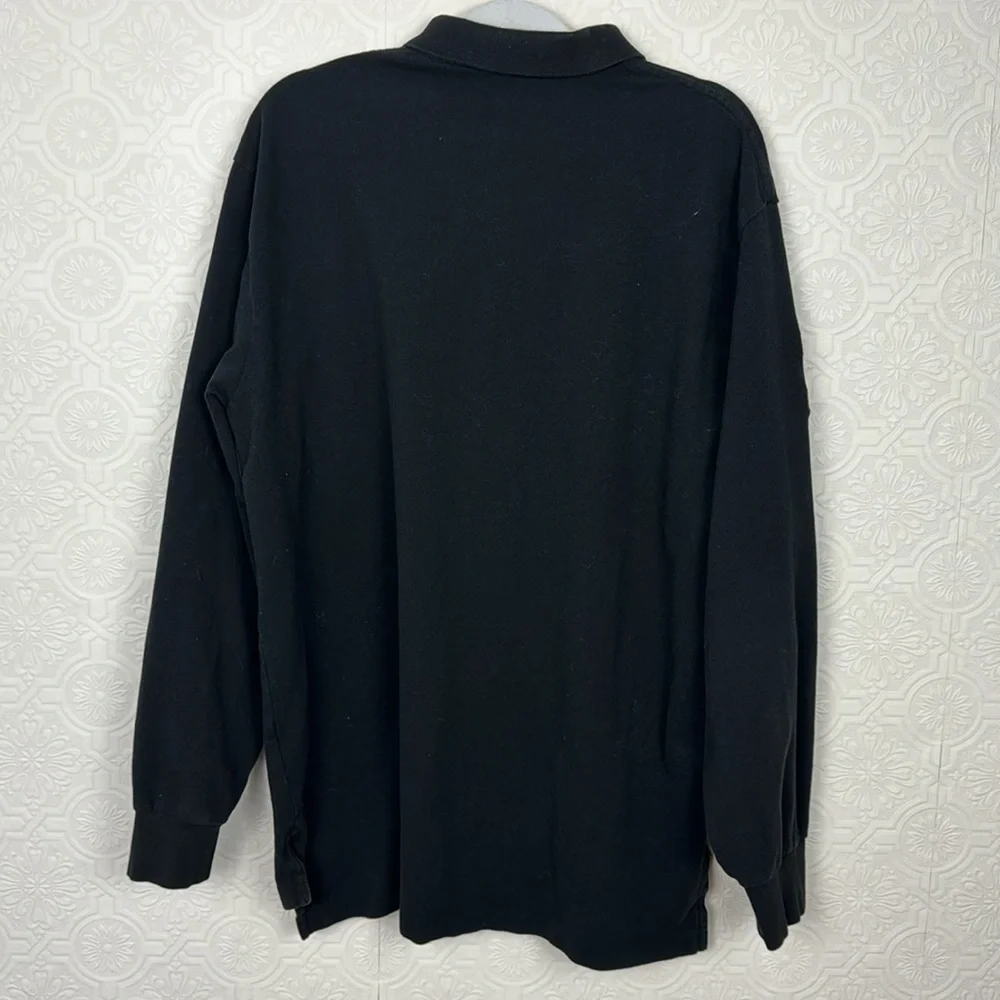 Polo Ralph Lauren Triple Pony Collared Ling‎ Sleeve Shirt Black Green